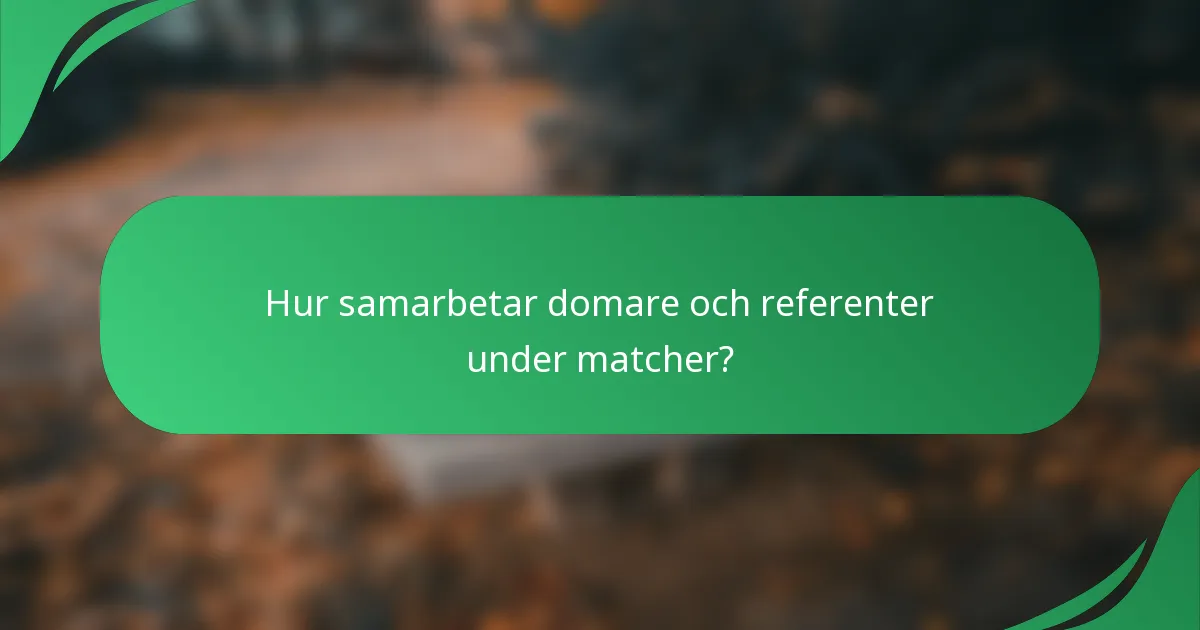 Hur samarbetar domare och referenter under matcher?